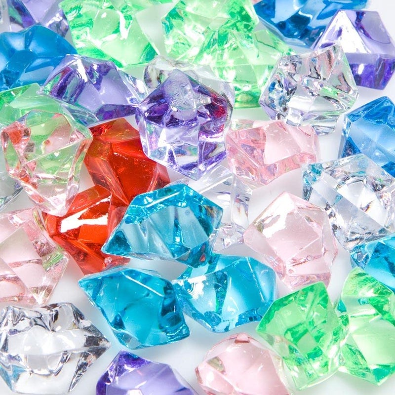 PMLAND Clear Fake Ice Rocks â€“ 550 Pcs Large Multicolor Acrylic Gems Crushed Plastic Diamonds, 3Lbs/2.25 Quarts Bulk Vase Filler for Centerpieces Wedding Theme DÃ©cor Aquarium Table Scatter - Image 4